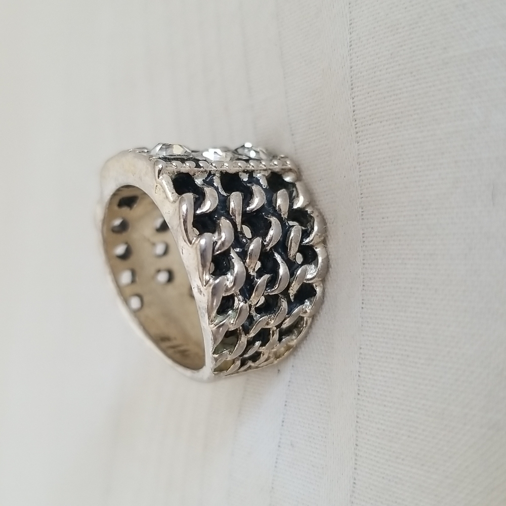 Premier Designs Silver Cable Chain Rhinestone Ring - Picture 2 of 4